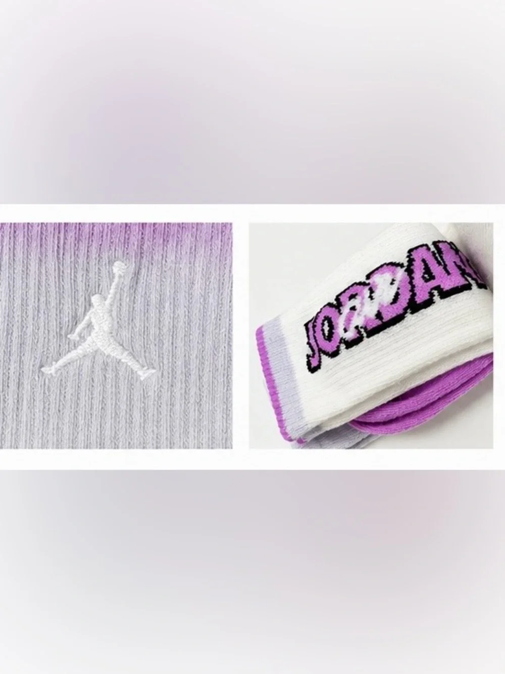 Jordan Girls 2 Pack Crew Socks Lightweight | Purple Ombre